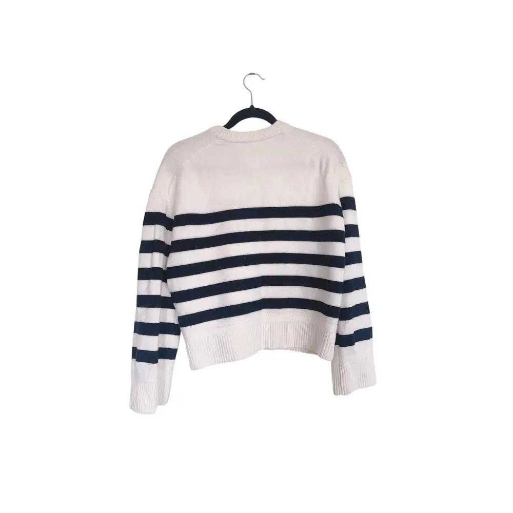 Sezane Bastien wool Sweater Ecru Marine Striped Knit Pullover M - Picture 9 of 10